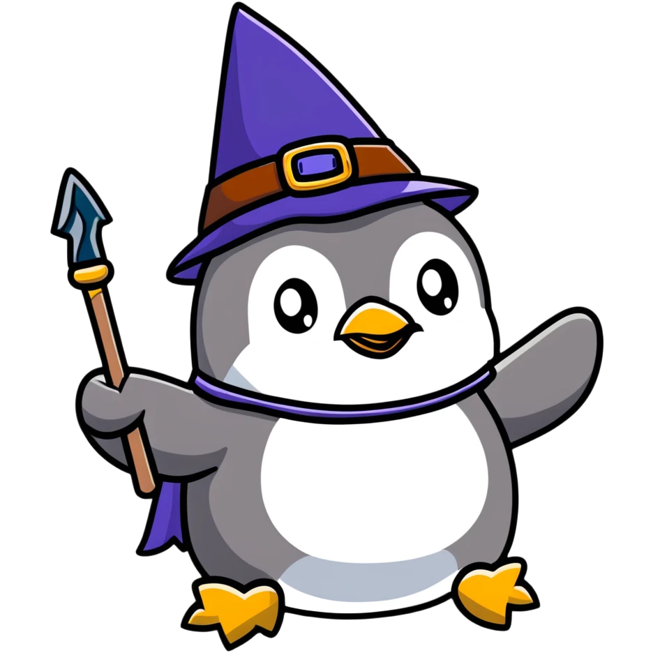 penguin wizard cartoon sticker emoji