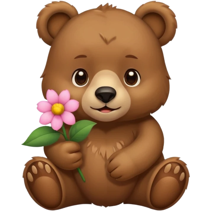 bear holding flower emoji