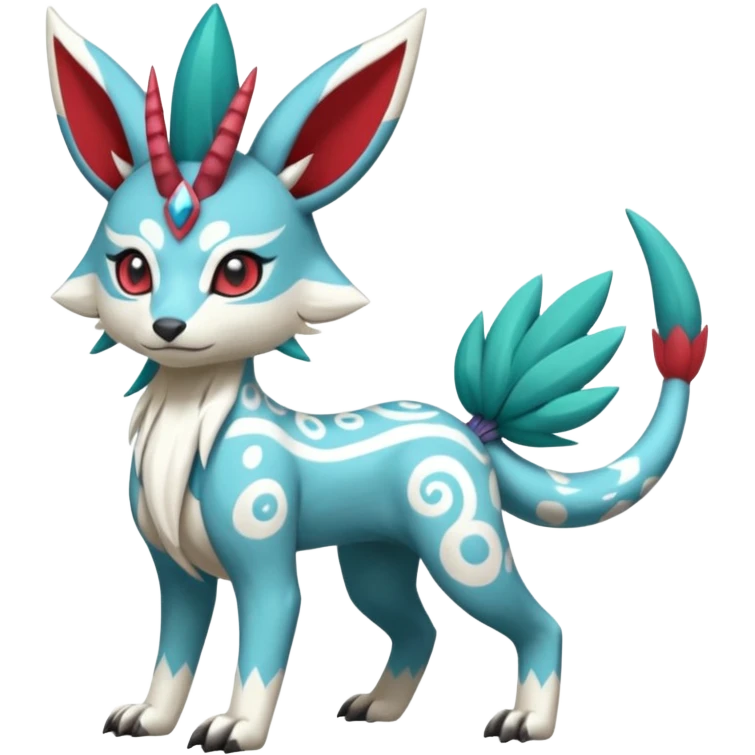  Tropical Tiny Marked Patterned Tribal WereGarurumon-Suicune-Linoone-Meloetta-Zangoose-fusion-hybrid-creature (full body) emoji