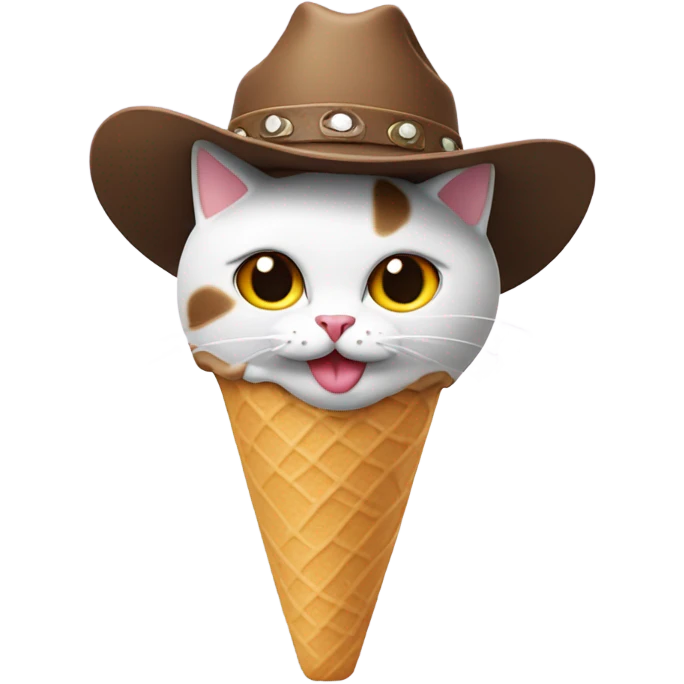 cat eating ice cream with a cowboy hat emoji