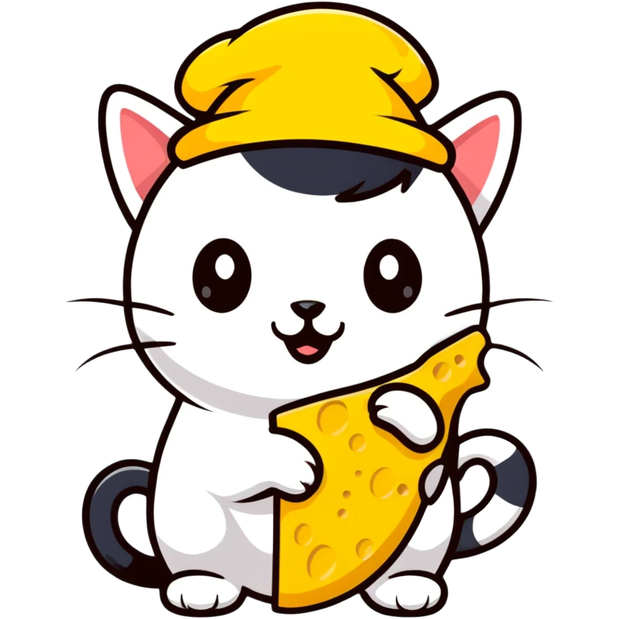 Cheese cat wearing a yellow hat emoji