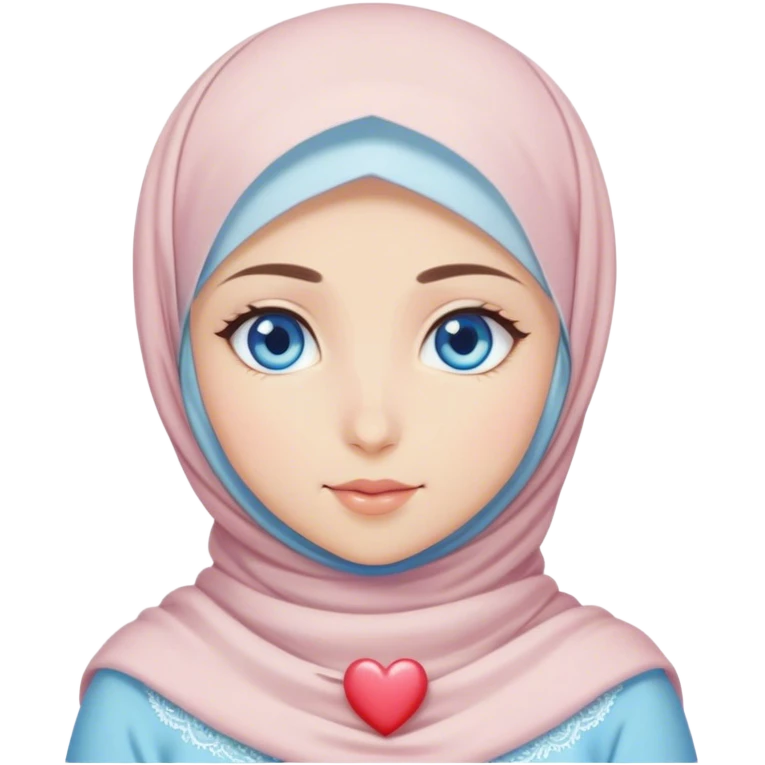 Turkish beautiful finish Konya girl blue eyes with hijab and pastel heart dress emoji