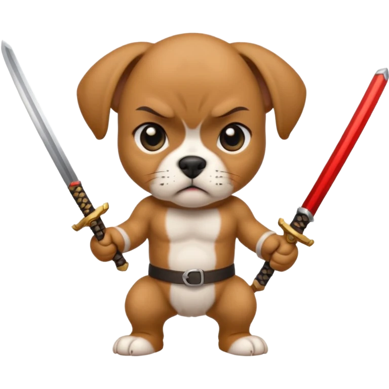 Boxer puppy holding a katana emoji
