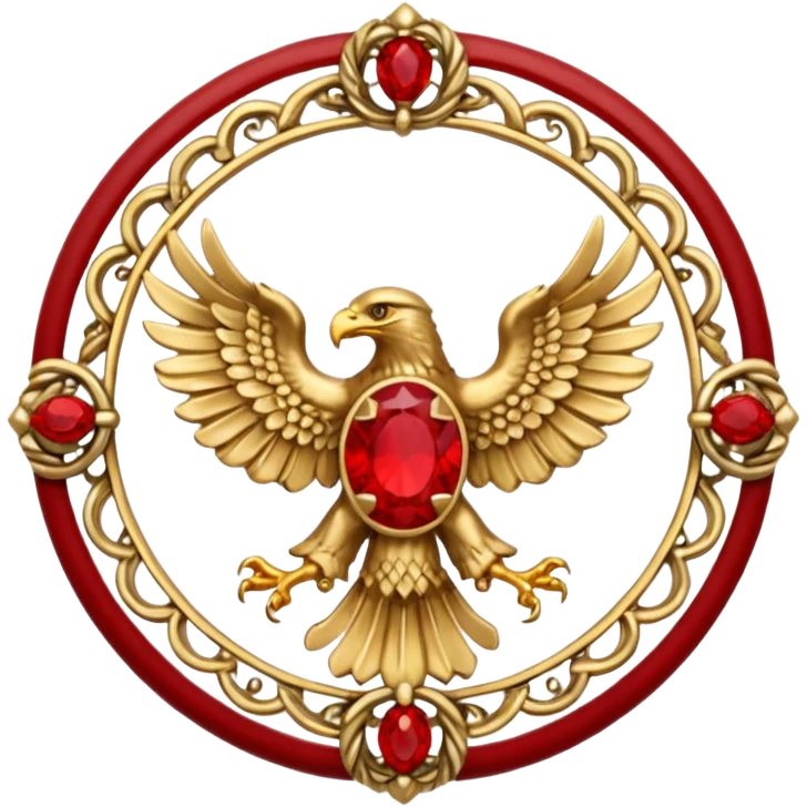 Bicephalous Eagle crest / brosch in a cirkel without background and with red gem emoji