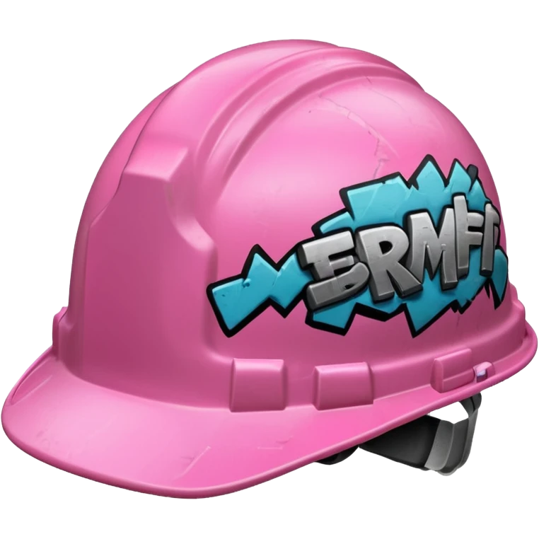 pink hard hat with graffity emoji