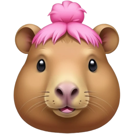 A capybara wearing a pink bun emoji