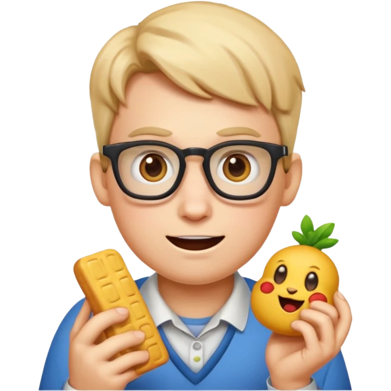 nerd face emoji eats coderabbit logo in emoji style emoji