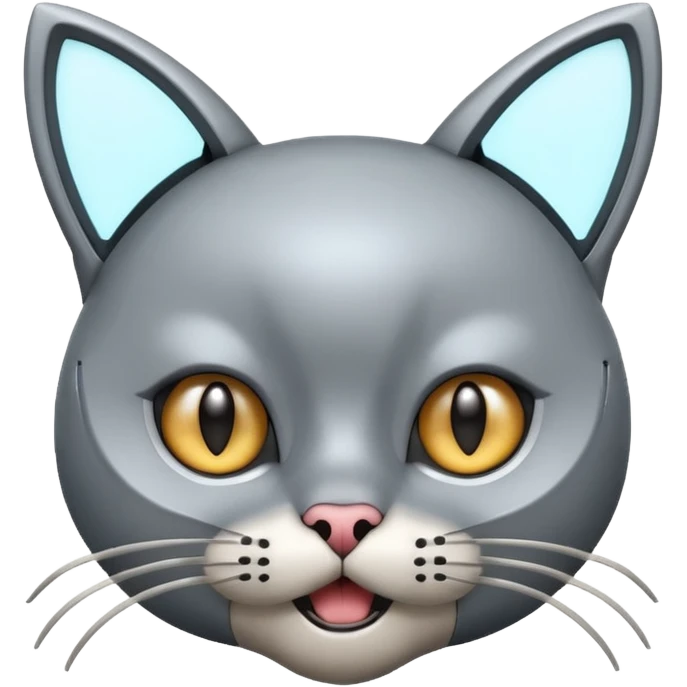 robot looking surprised with cat ears and looks funny emoji