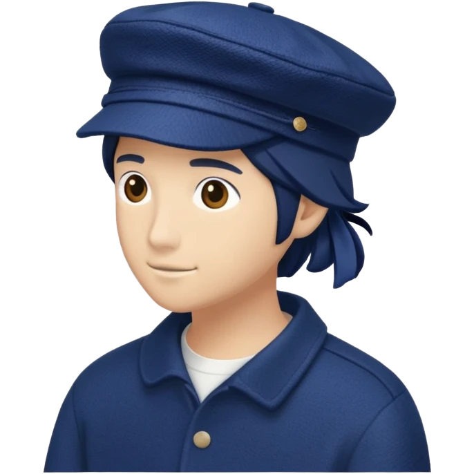 a floating Navy blue Brixton fiddler cap hat emoji