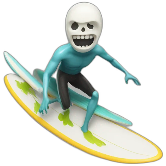 Squelette sur un surf emoji