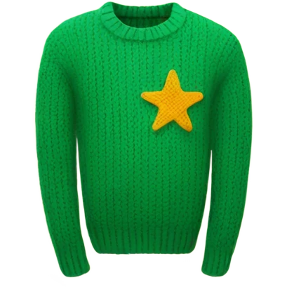 Knit green sweater with star design emoji