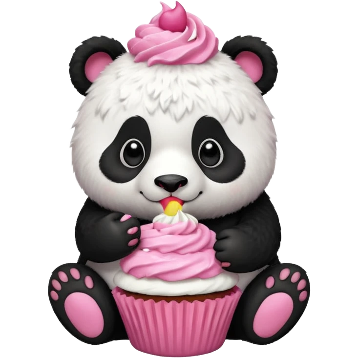 panda eating cupcake emoji