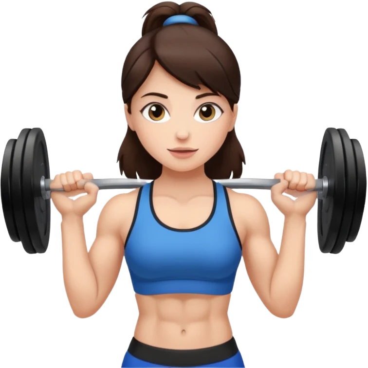 Brunette fair skin girl gym working out weights emoji
