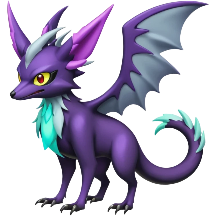 Shiny Noibat-Noivern-Mightyena-Silvally-Fakémon-hybrid-creature (full body)  emoji