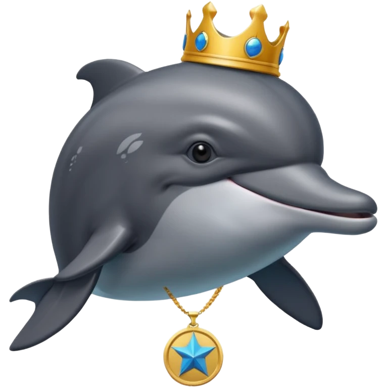 A delfin with e medal and a crow king emoji