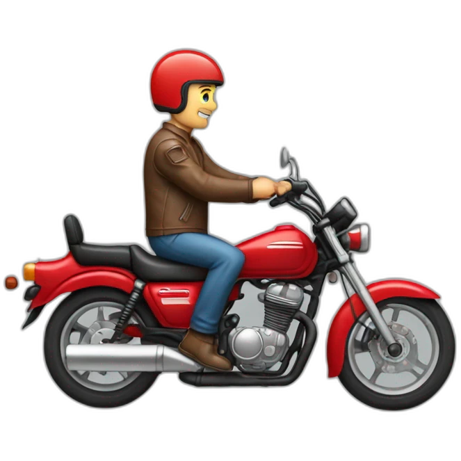 A middle age man on motorcycle honda Red 250 1885  emoji