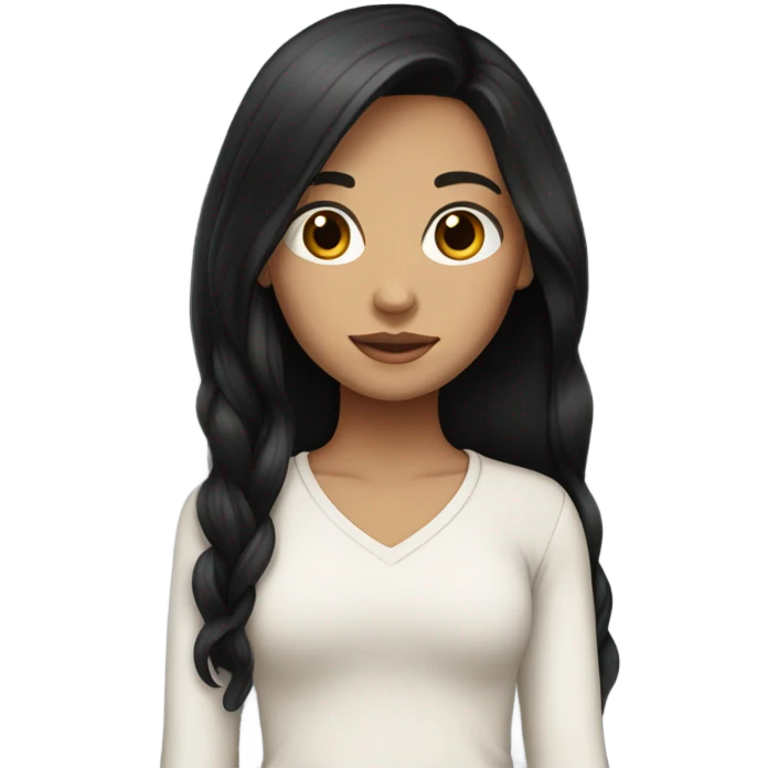 Beautiful girl with black hair and brown eyes and white skin emoji