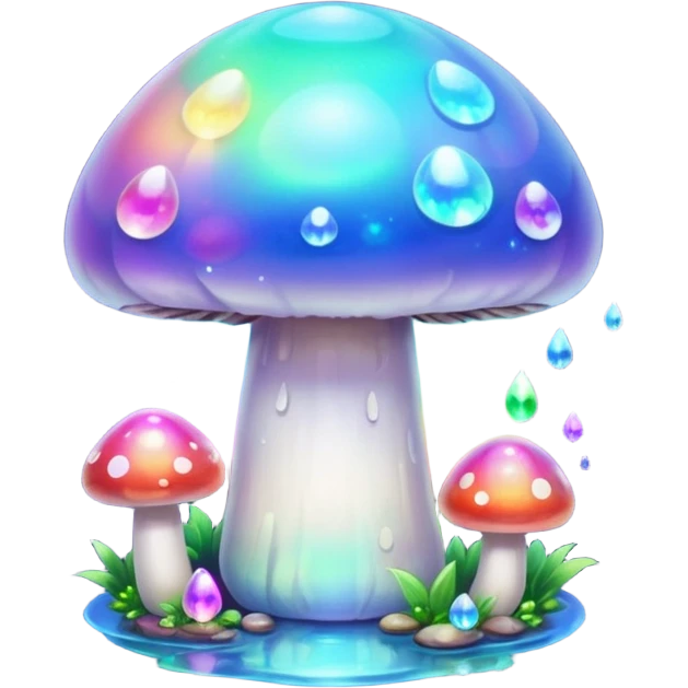 opal crystal mushroom with rainbow reflections emoji