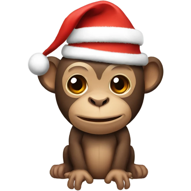 Monkey with Christmas hat emoji