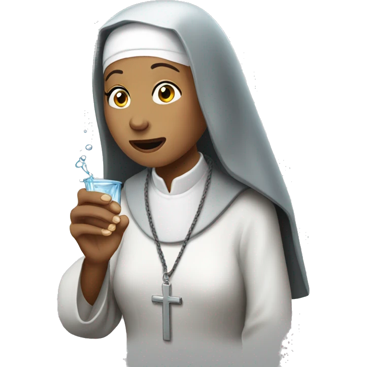 a nun spitting out water emoji