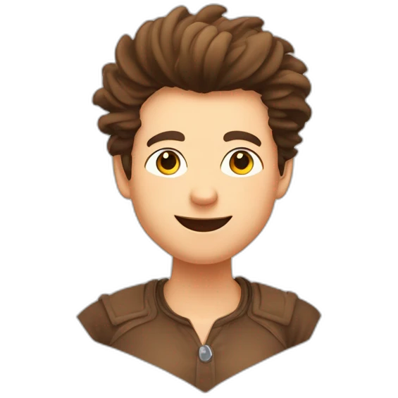 friendly person young male chubby brown eye with pompadour with high eyebrow happy positive energy have gesture gratitude emoji