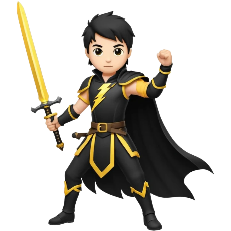 Silhouette holding sword, lightning striking sword, dramatic pose, cartoon emoji, no background


 emoji