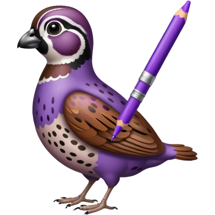 Bobwhite quail with a purple crayon emoji