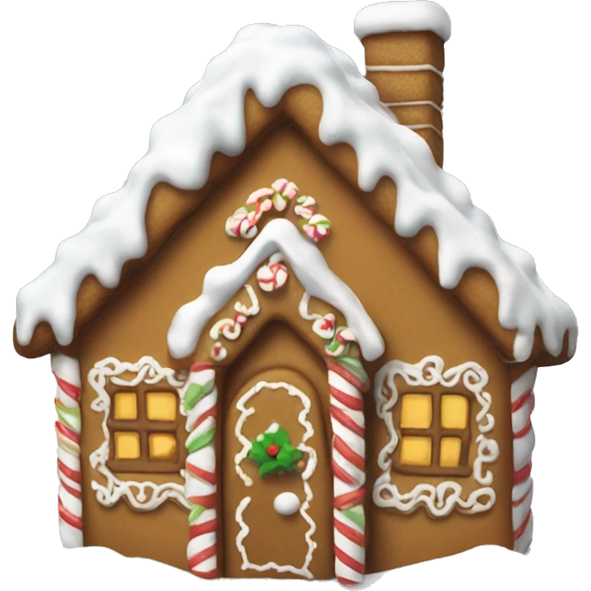 Gingerbread house with snow on top of it  emoji
