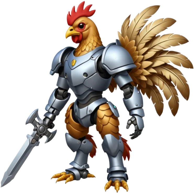 Mecha battle chicken humanoid creature but more human than chicken emoji