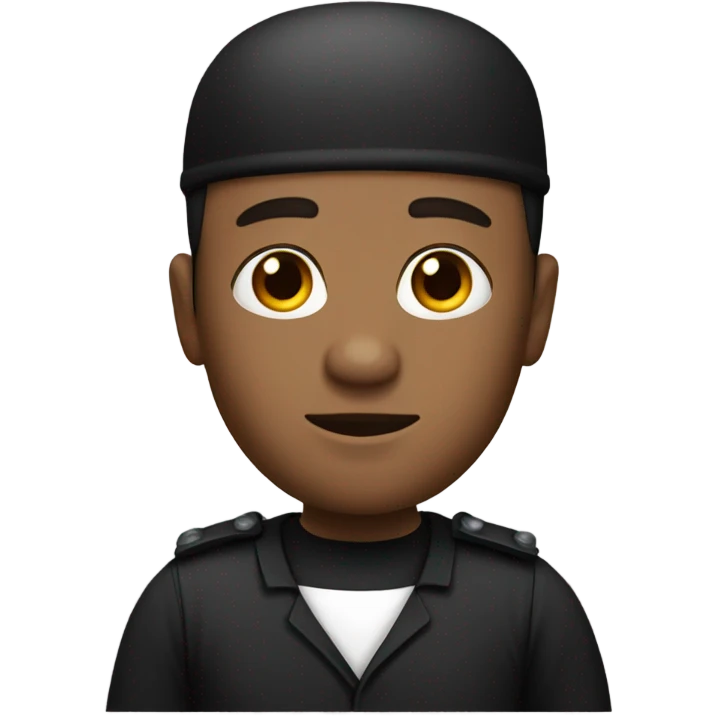 a white male prisoner in a black uniform emoji