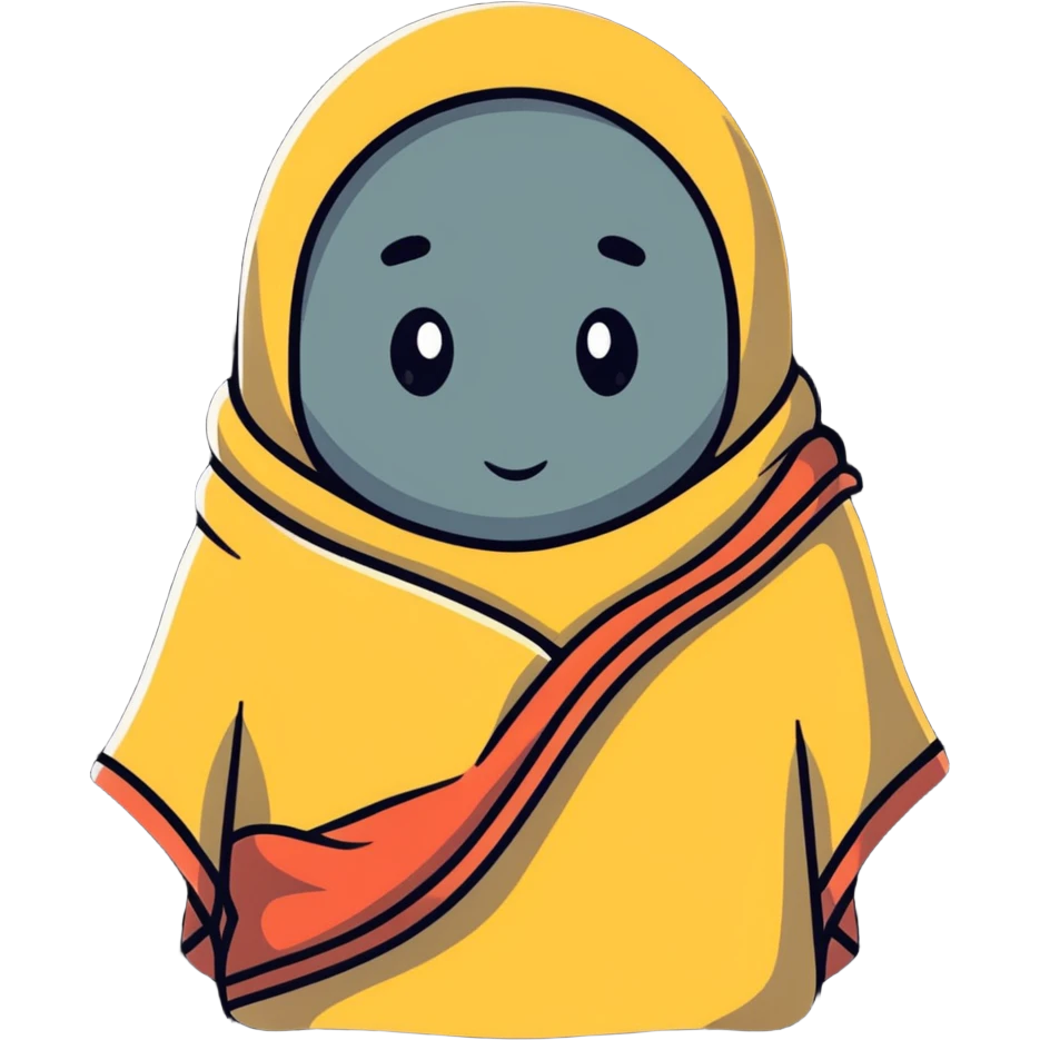 Character wrapped in blanket with visible breath in cold air emoji