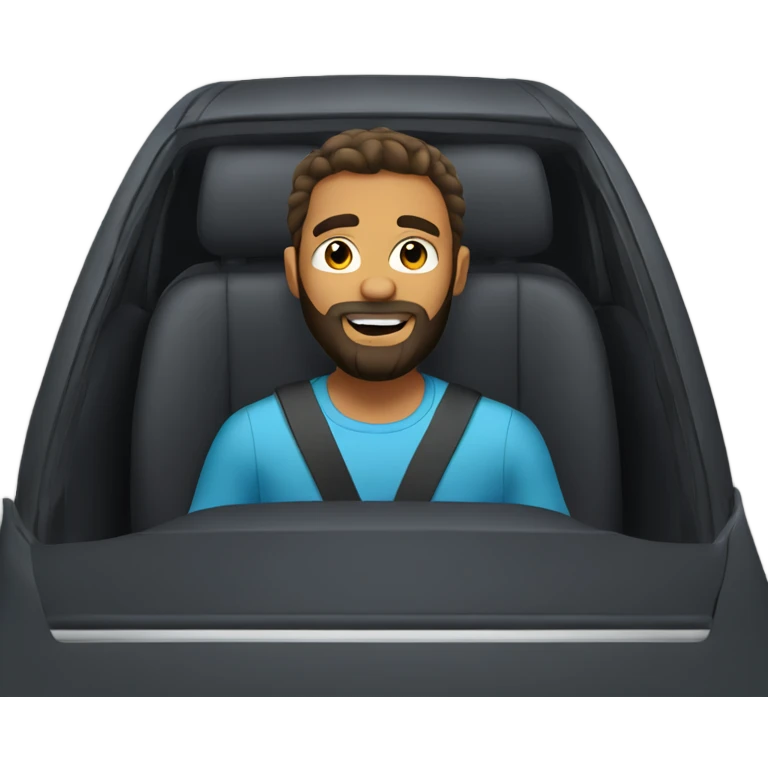 bearded boy in car interior emoji