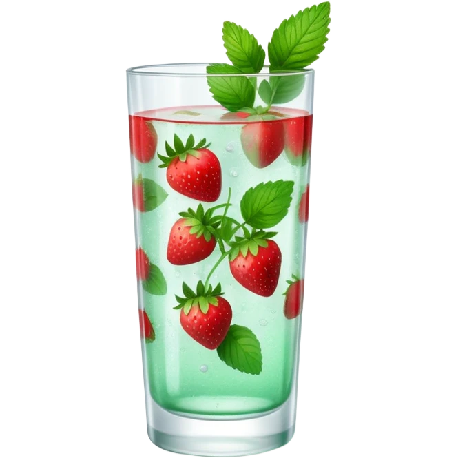 refreshing strawberry mint water in a clear glass emoji