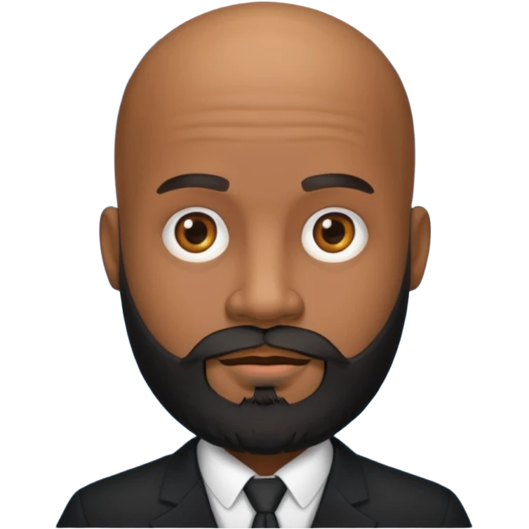 A black gigolo with a full beard and bald head emoji