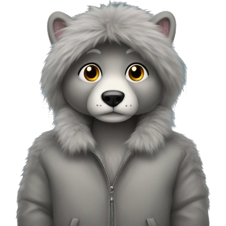 Grey fur jacket  emoji