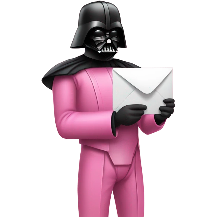 darth vader in all pink suit holding email envelope with one hand  emoji