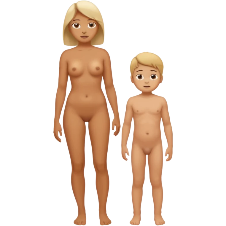 A mom and small son standing naked full body emoji