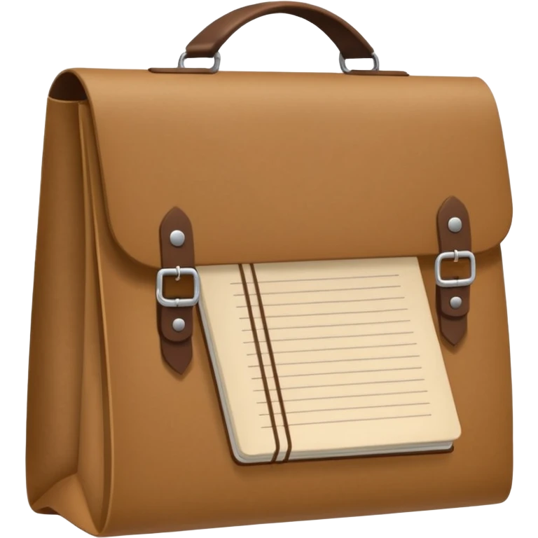 bolsa de papel con una libreta anillada sobresaliendo emoji