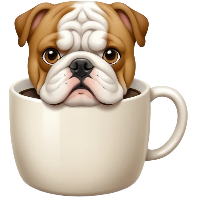 English bulldog waiting, drinking coffee emoji