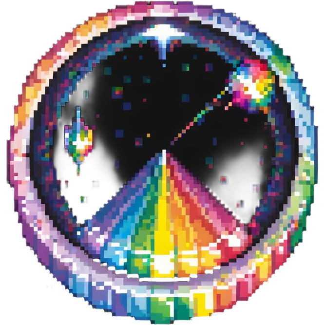 Exclusive member crystal with rainbow prism effect and floating particles emoji