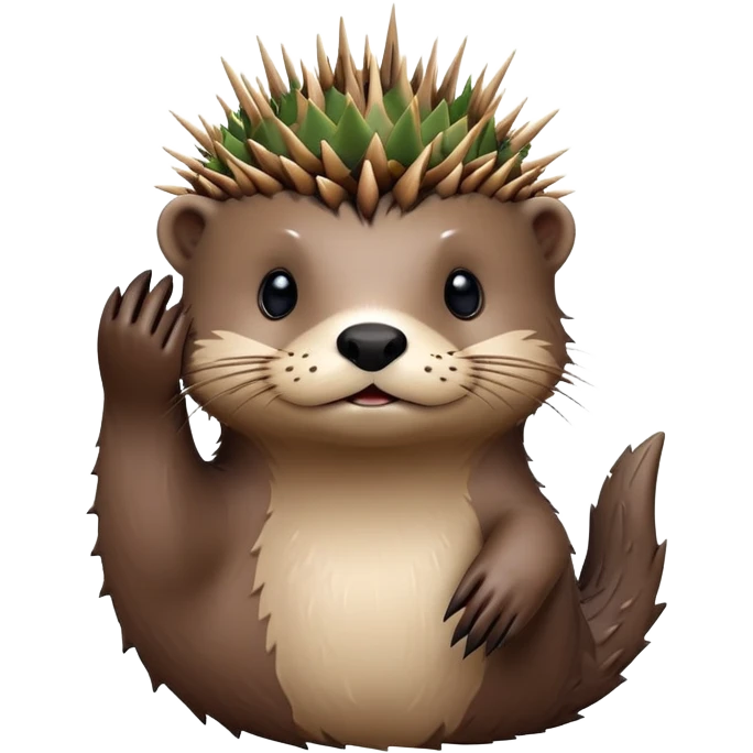 really cute confused otter face with asymmetric spiky thorny wooden bramble wrapped on the top of its head only, no leaves emoji