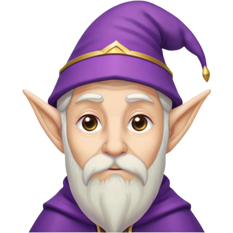 purple hat elf ear white beard old wizard sad emoji