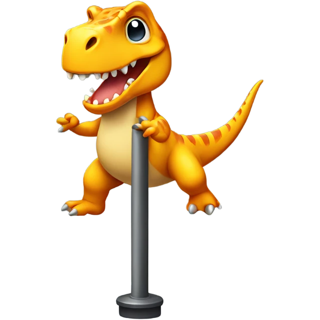 Dinosaur dancing on pole emoji