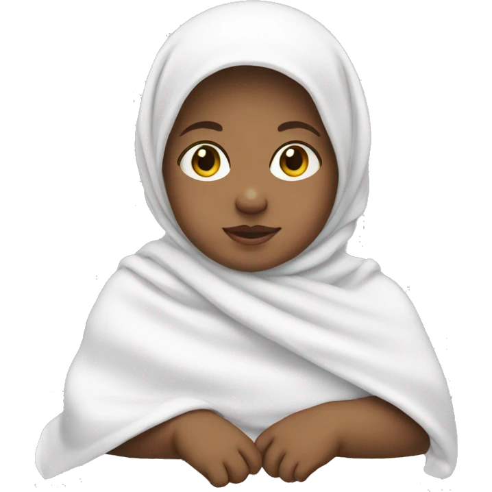 Baby, wearing a white headscarf. emoji