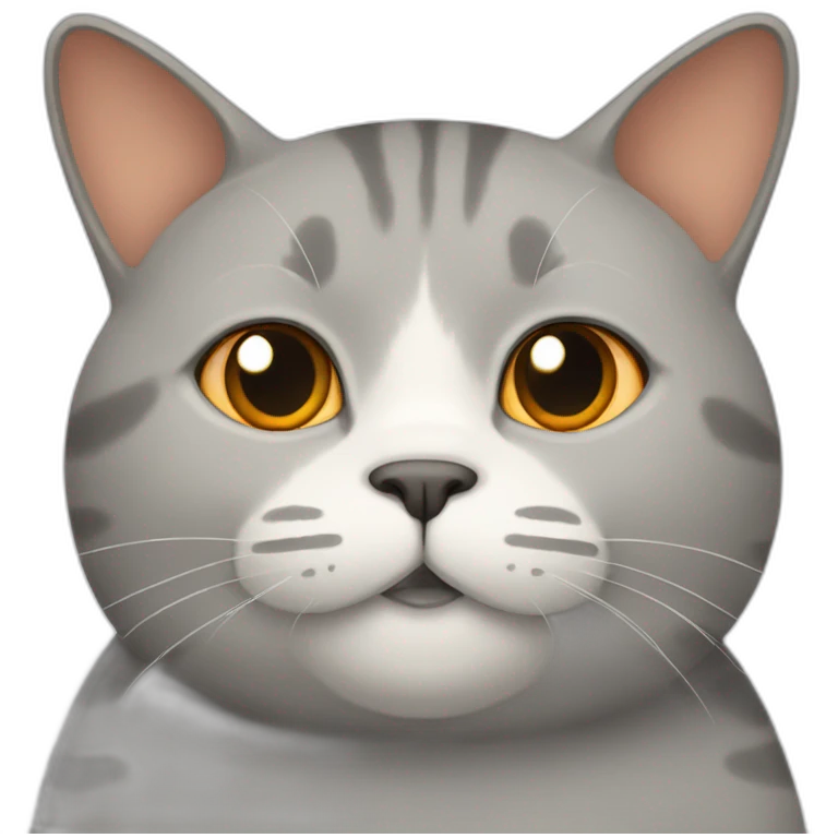 fat cat whit, gray and slightly orange emoji