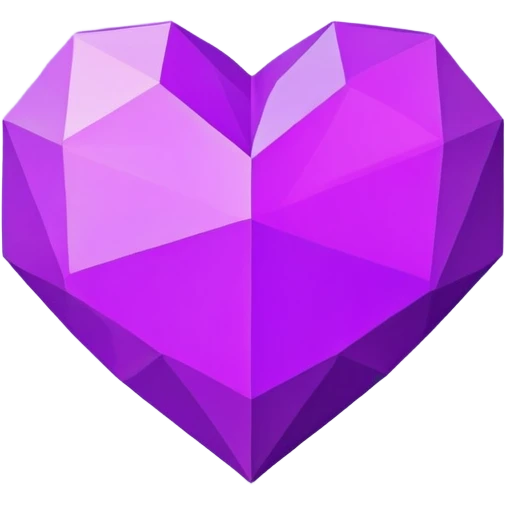 Polygonal purple heart, flat, heart with corners emoji