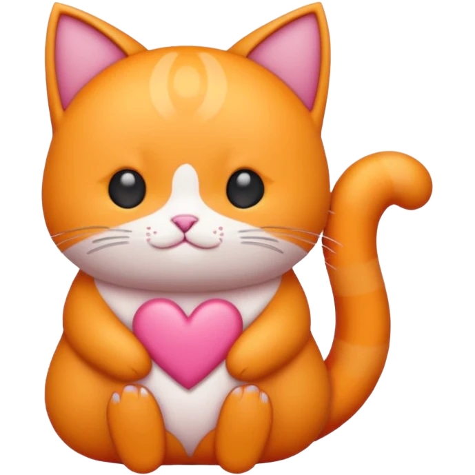 Gato naranja corazón rosa cuerpo entero kawaii emoji