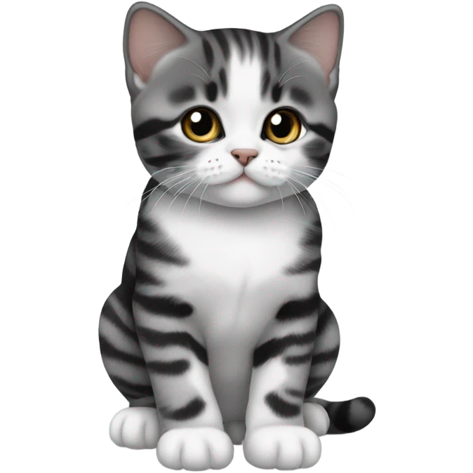Black and white tabby British shorthair kitty emoji