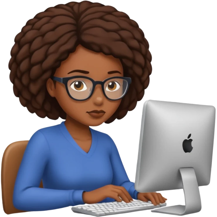 black woman working on a computer emoji