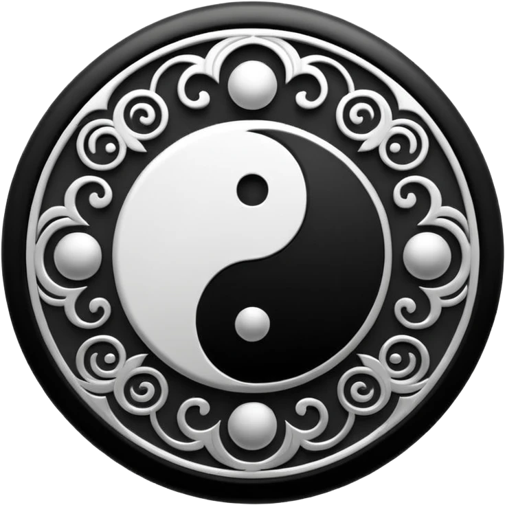 samsara spiritual symbol emoji, yin-yang inspired motif blended with wheel, symbolizing balance and cycle of rebirth, serene spiritual style emoji